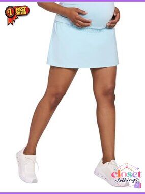 Maternity Tennis Skort Built-in Shorts Under Belly Waistband